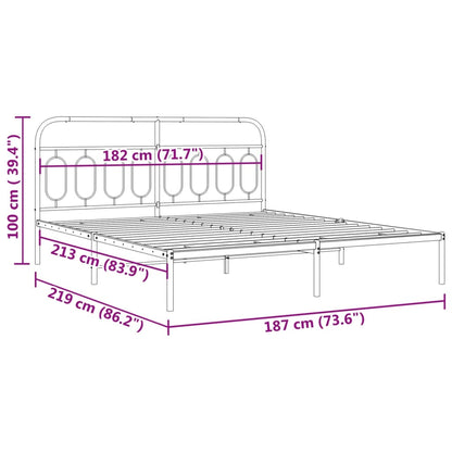Bedframe met hoofdbord metaal wit 183x213 cm