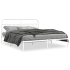 White Metal Bed Frame with Headboard 183x213 cm