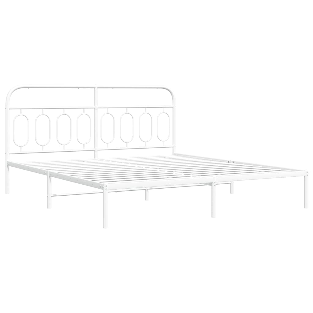 Bedframe met hoofdbord metaal wit 193x203 cm