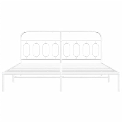 Bedframe met hoofdbord metaal wit 193x203 cm