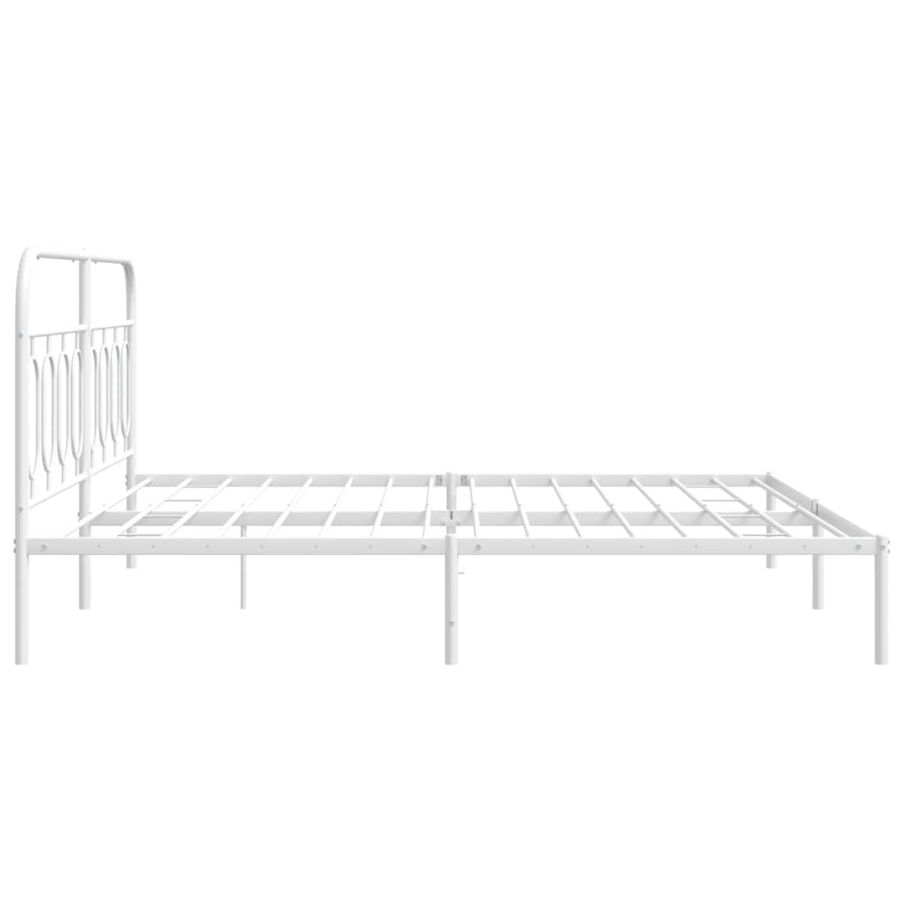 Bedframe met hoofdbord metaal wit 193x203 cm