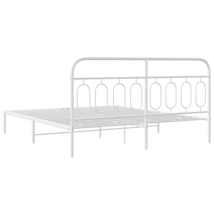 Bedframe met hoofdbord metaal wit 193x203 cm