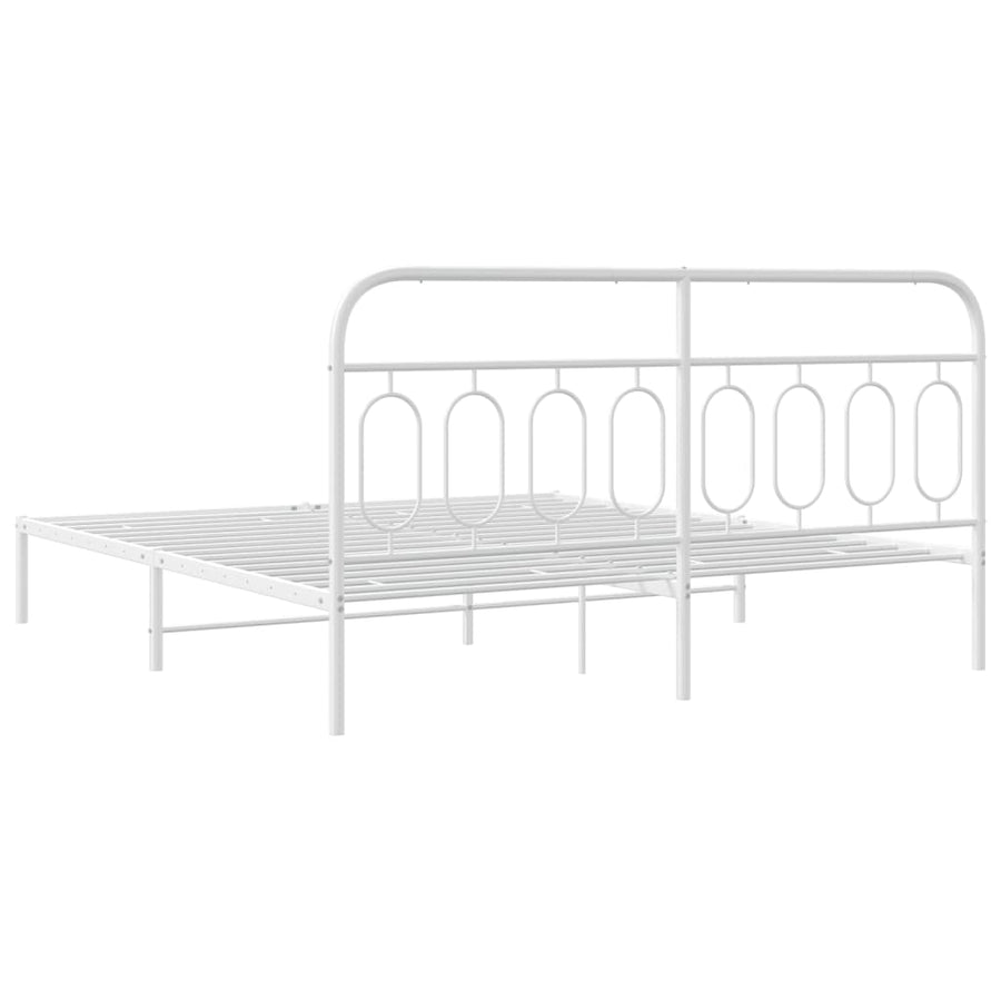 Bedframe met hoofdbord metaal wit 193x203 cm