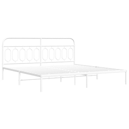 Bedframe met hoofdbord metaal wit 200x200 cm