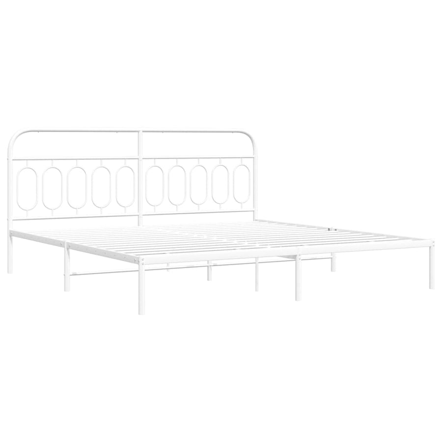 Bedframe met hoofdbord metaal wit 200x200 cm