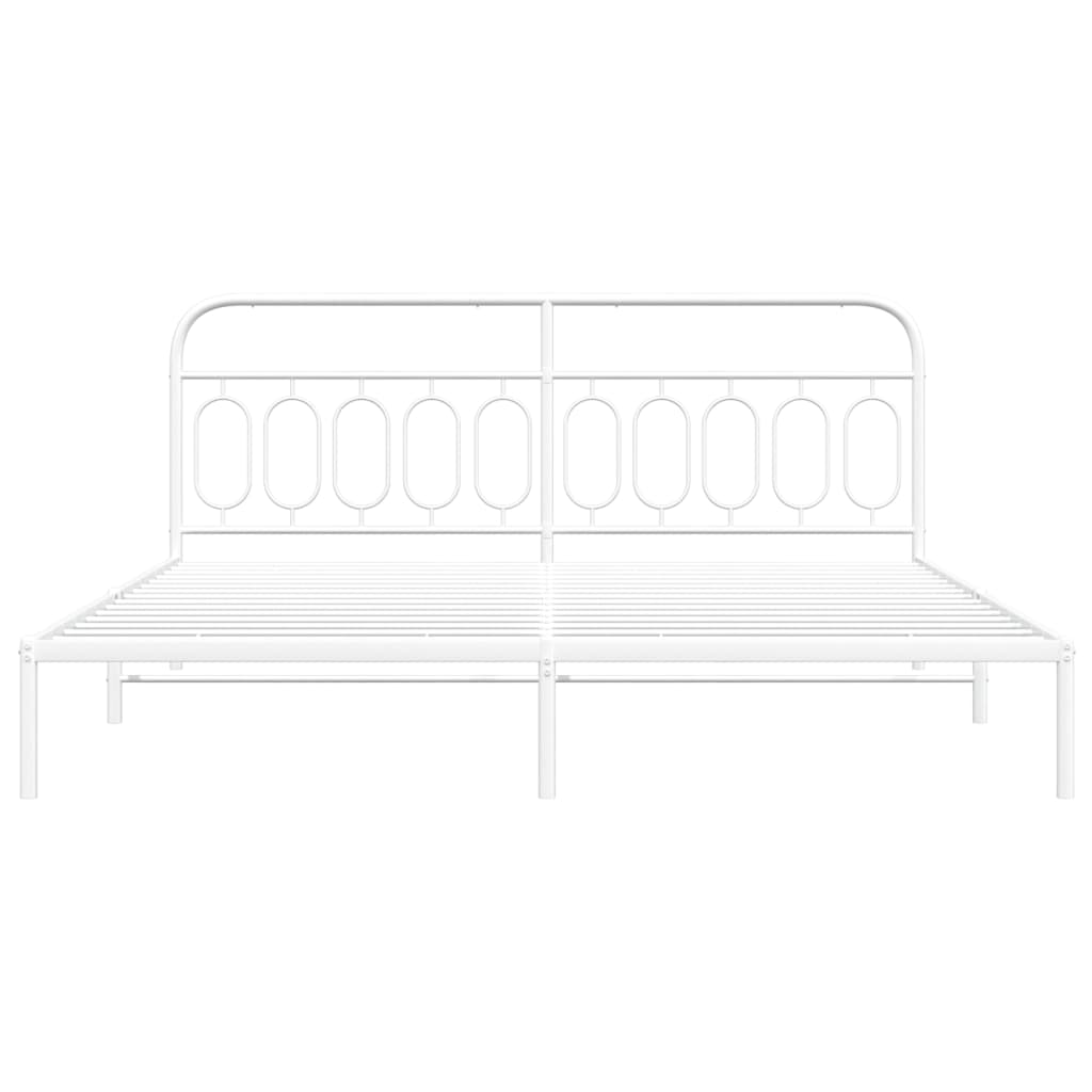 Bedframe met hoofdbord metaal wit 200x200 cm