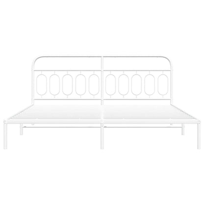Bedframe met hoofdbord metaal wit 200x200 cm