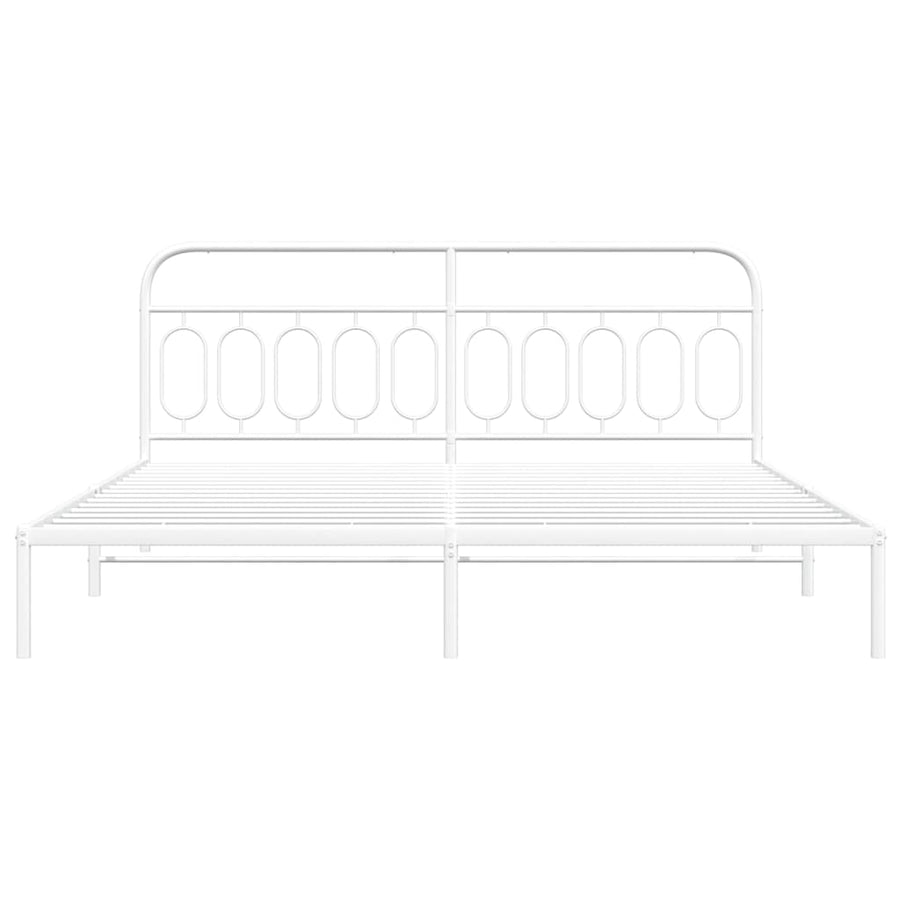 Bedframe met hoofdbord metaal wit 200x200 cm