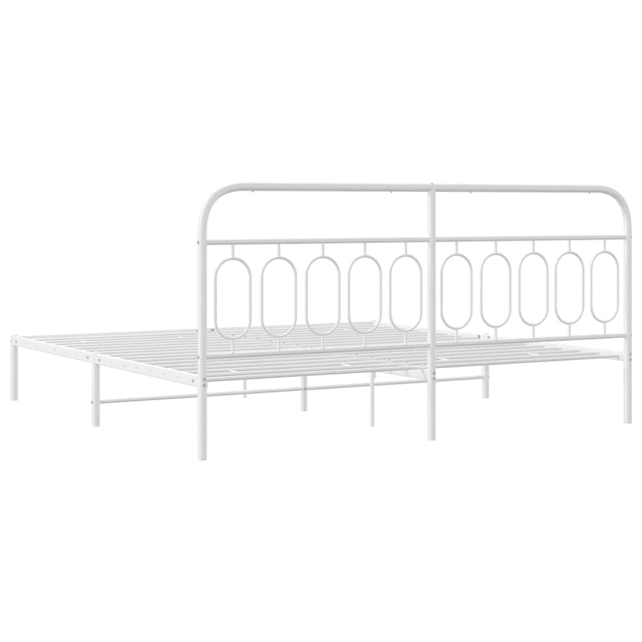 Bedframe met hoofdbord metaal wit 200x200 cm