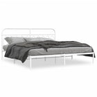 Bedframe metaal wit 200x200 cm met hoofdbord