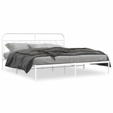 Bedframe met hoofdbord metaal wit 200x200 cm