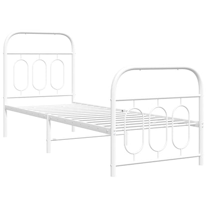 Bedframe met hoofd- en voeteneinde metaal wit 75x190 cm