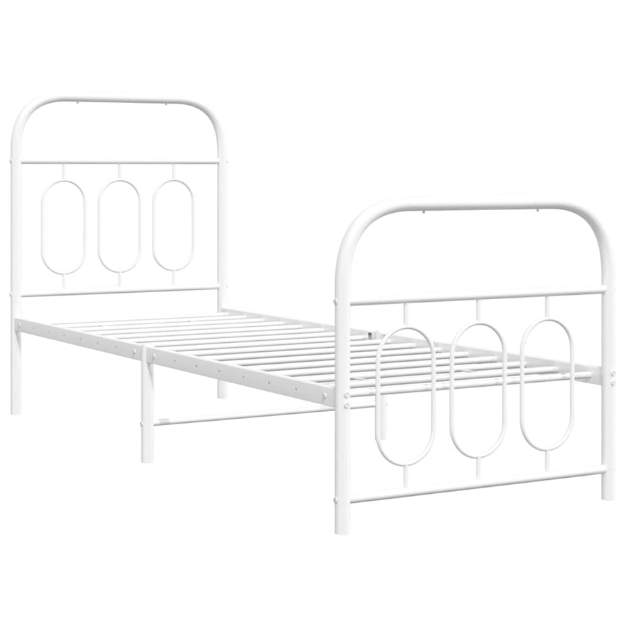 Bedframe met hoofd- en voeteneinde metaal wit 75x190 cm