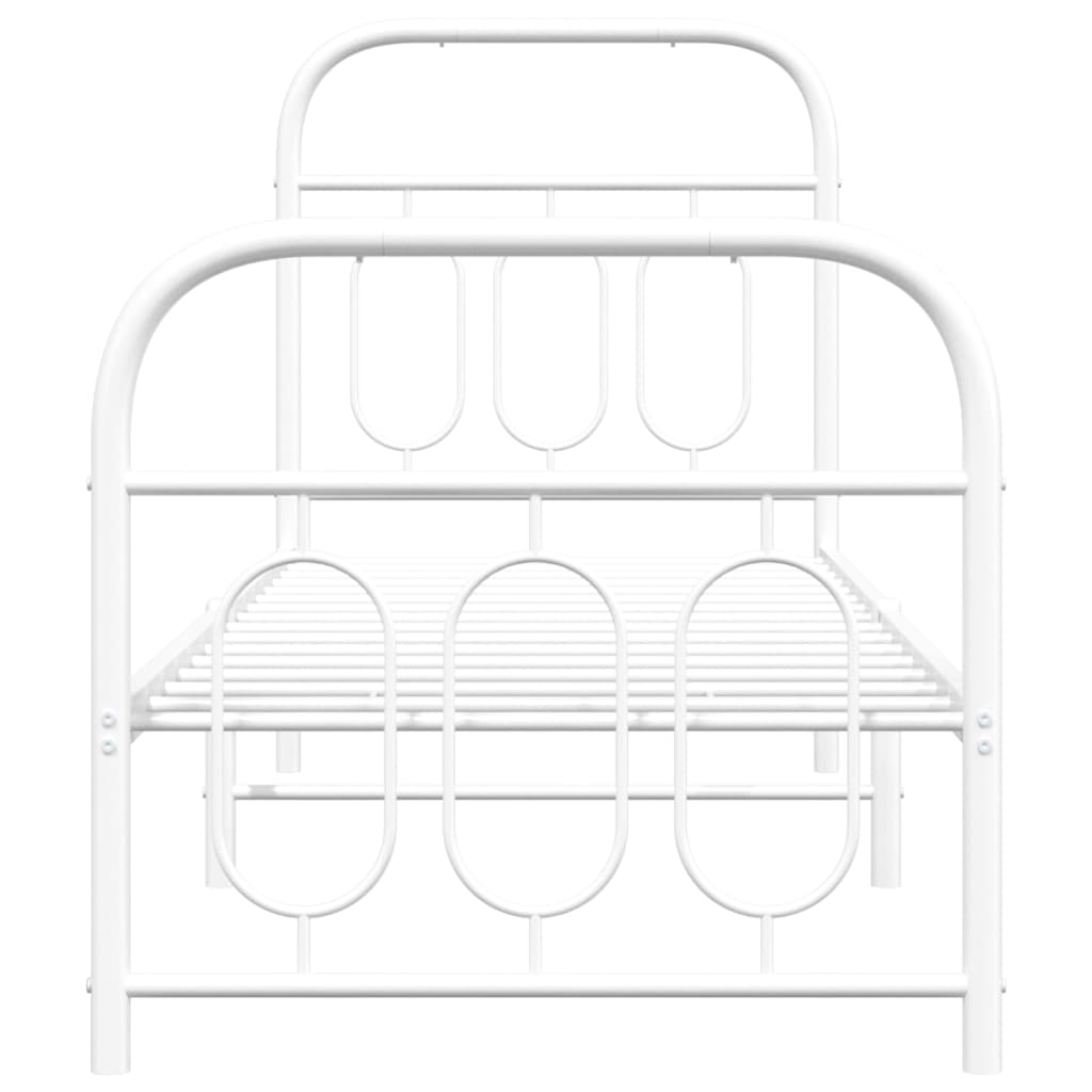 Bedframe met hoofd- en voeteneinde metaal wit 75x190 cm