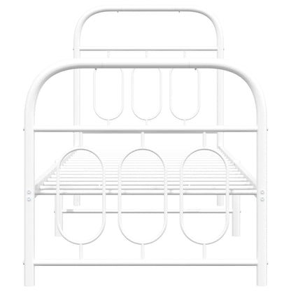 Bedframe met hoofd- en voeteneinde metaal wit 75x190 cm