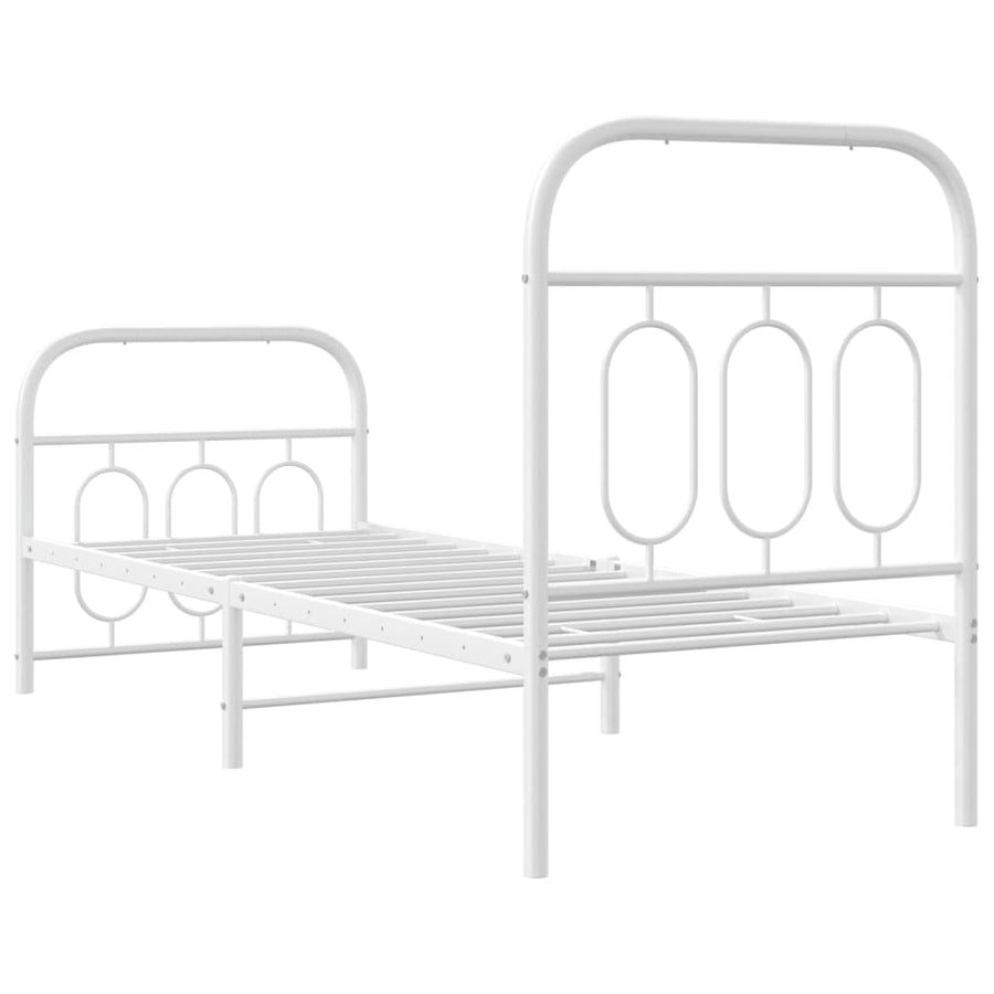 Bedframe met hoofd- en voeteneinde metaal wit 75x190 cm