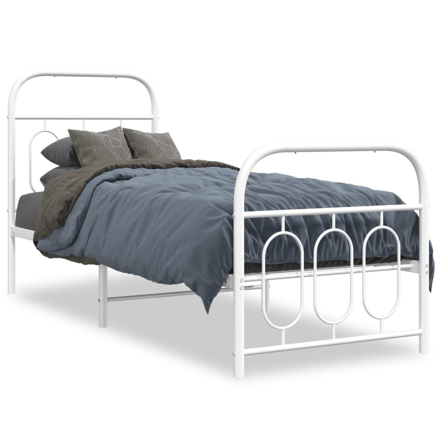 Bedframe met hoofd- en voeteneinde metaal wit 75x190 cm