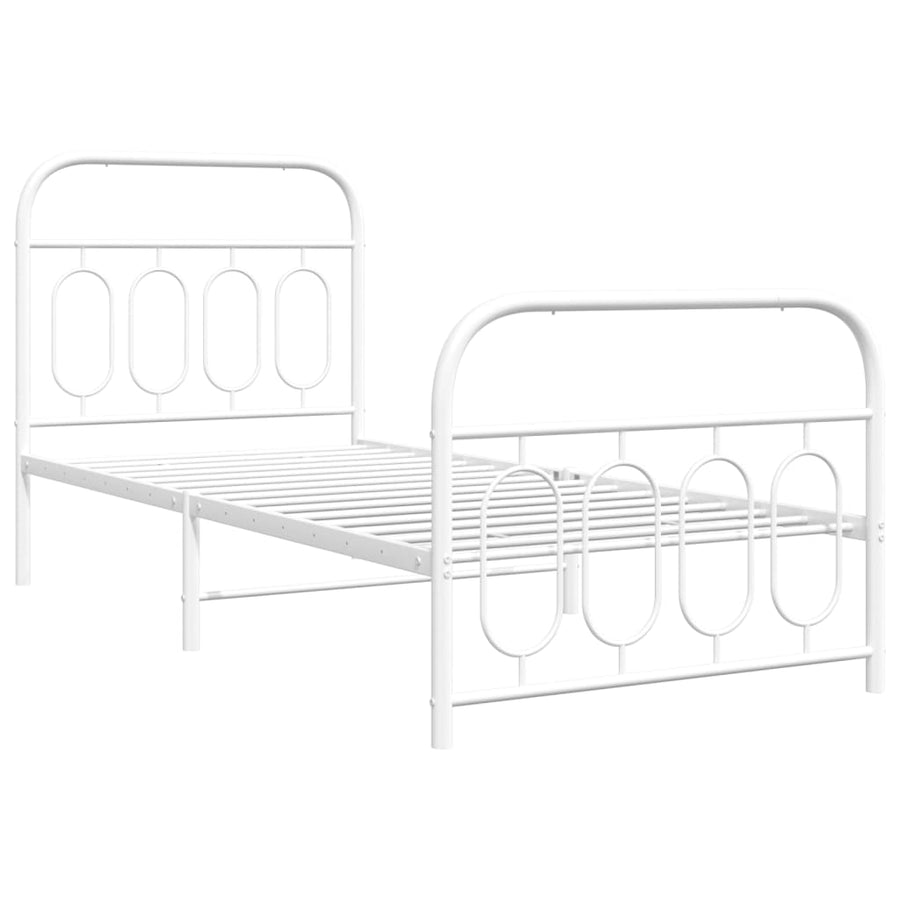 Bedframe met hoofd- en voeteneinde metaal wit 80x200 cm