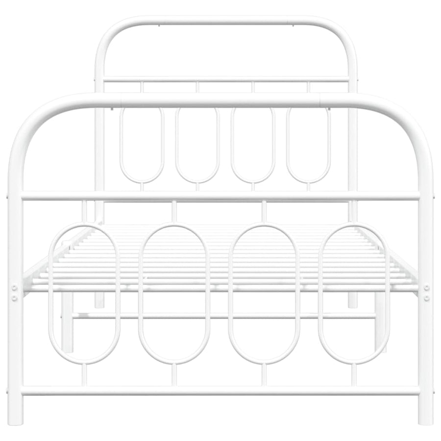 Bedframe met hoofd- en voeteneinde metaal wit 80x200 cm