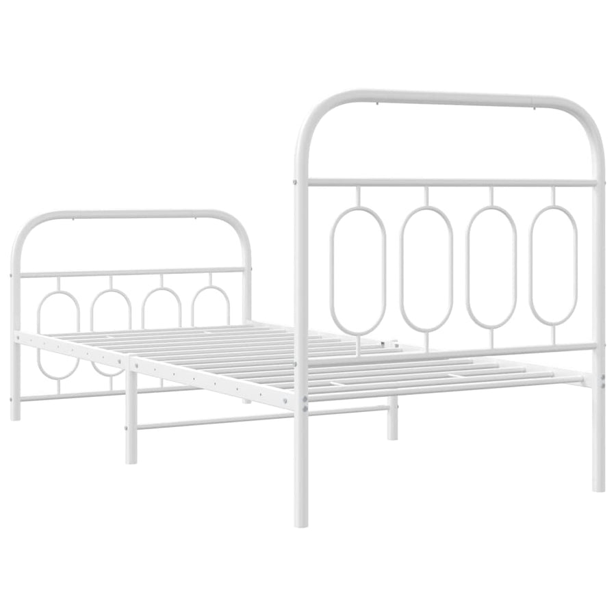Bedframe met hoofd- en voeteneinde metaal wit 80x200 cm