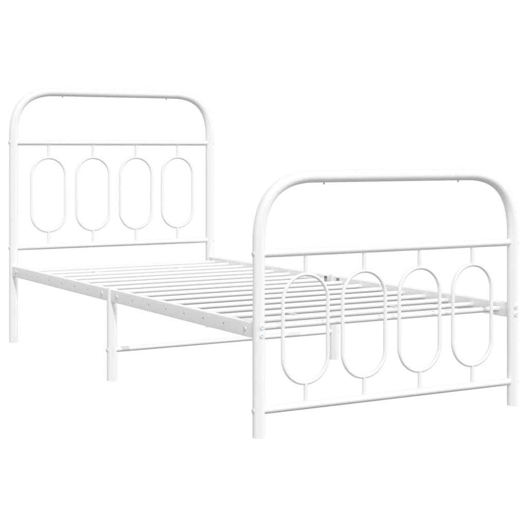 Bedframe met hoofd- en voeteneinde metaal wit 90x190 cm