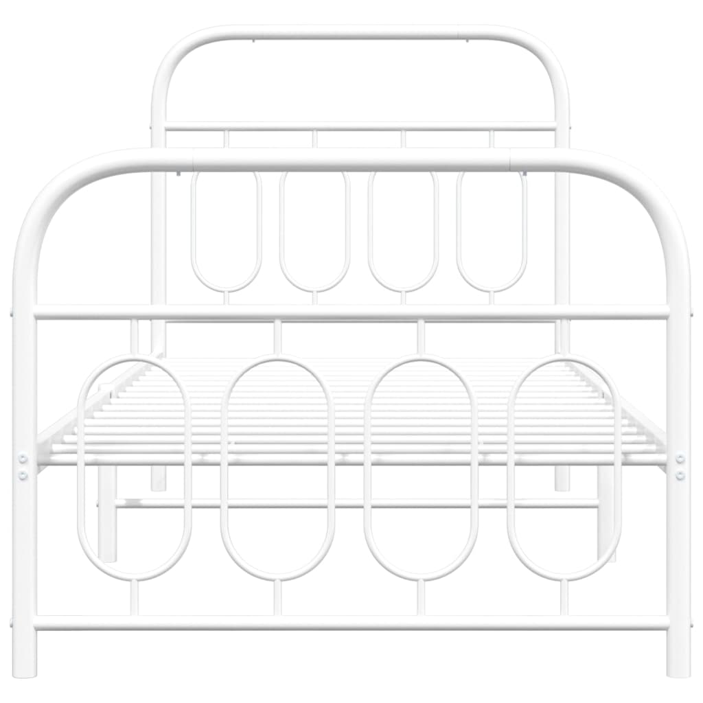 Bedframe met hoofd- en voeteneinde metaal wit 90x190 cm