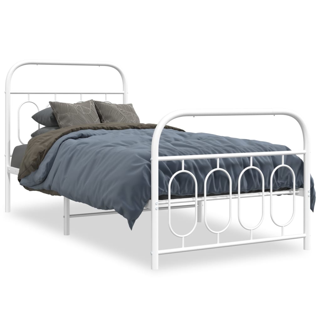 Bedframe met hoofd- en voeteneinde metaal wit 90x200 cm
