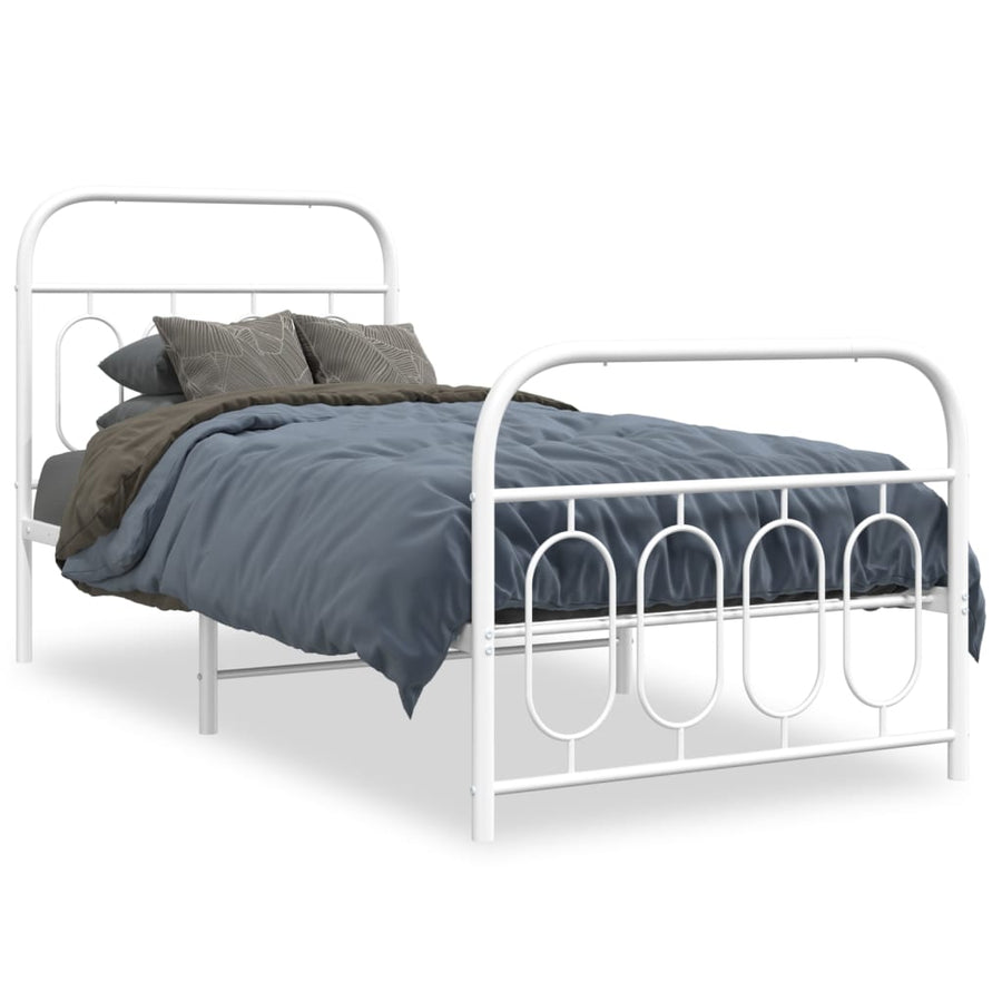 Bedframe met hoofd- en voeteneinde metaal wit 90x200 cm