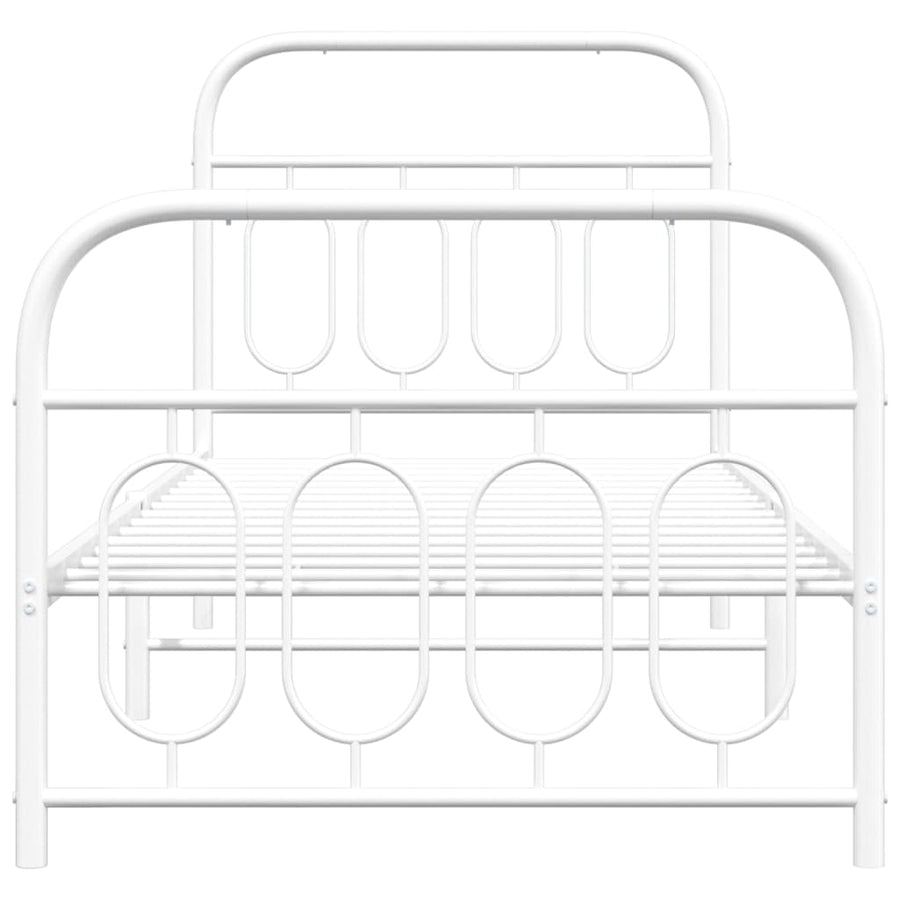 Bedframe met hoofd- en voeteneinde metaal wit 90x200 cm