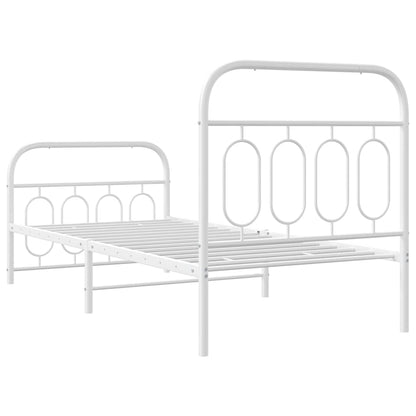 Bedframe met hoofd- en voeteneinde metaal wit 90x200 cm
