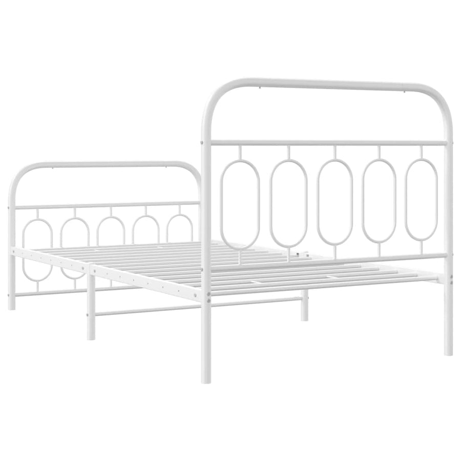 Bedframe met hoofd- en voeteneinde metaal wit 100x190 cm