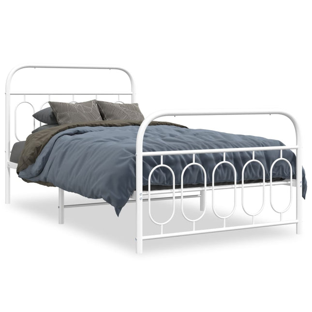 Bedframe met hoofd- en voeteneinde metaal wit 100x190 cm