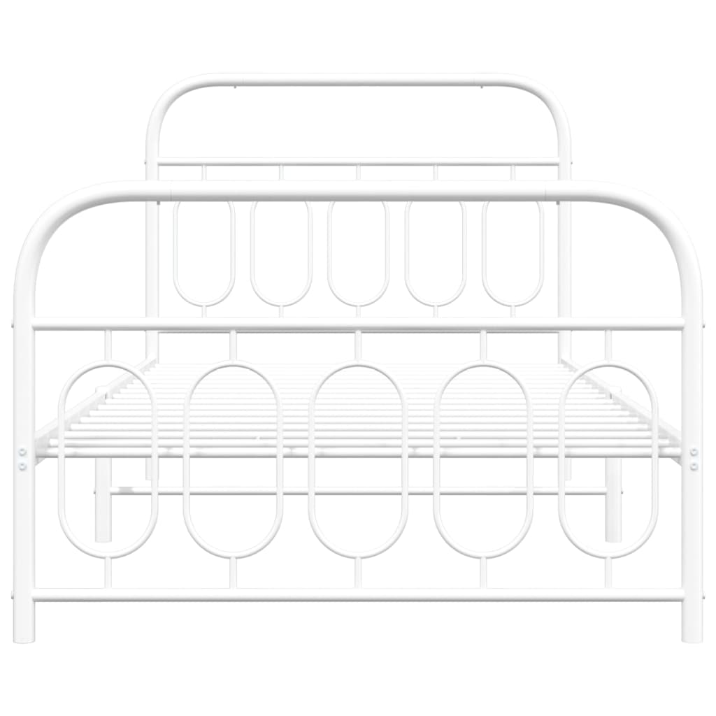 Bedframe met hoofd- en voeteneinde metaal wit 107x203 cm