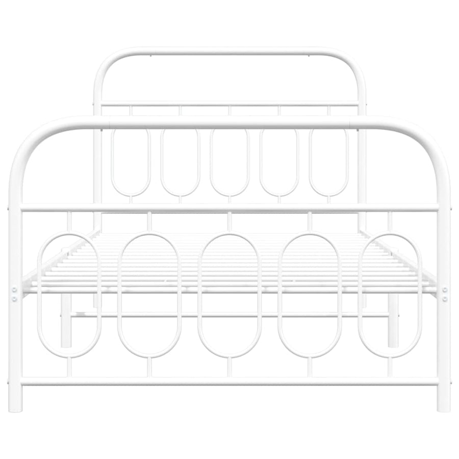 Bedframe met hoofd- en voeteneinde metaal wit 107x203 cm