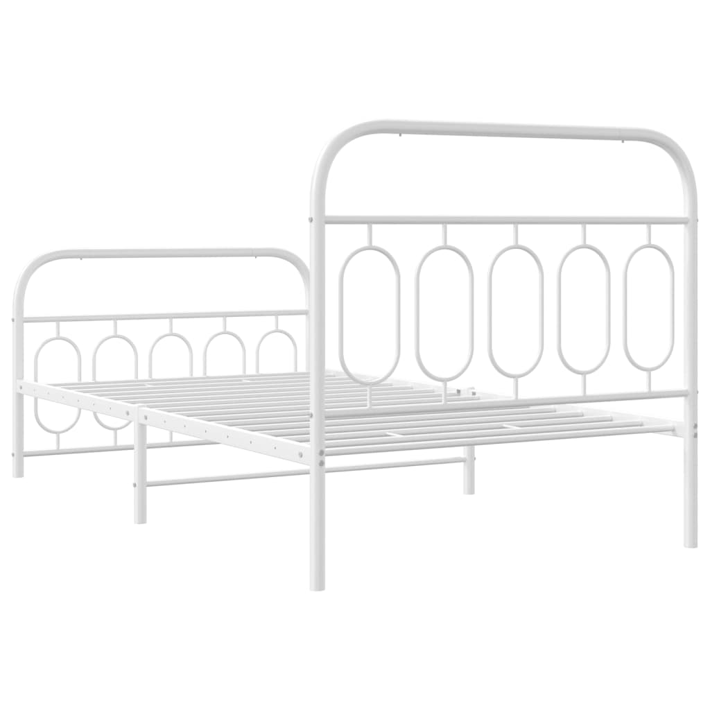 Bedframe met hoofd- en voeteneinde metaal wit 107x203 cm