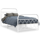 Bed frame with headboard and footboard metal white 107x203 cm