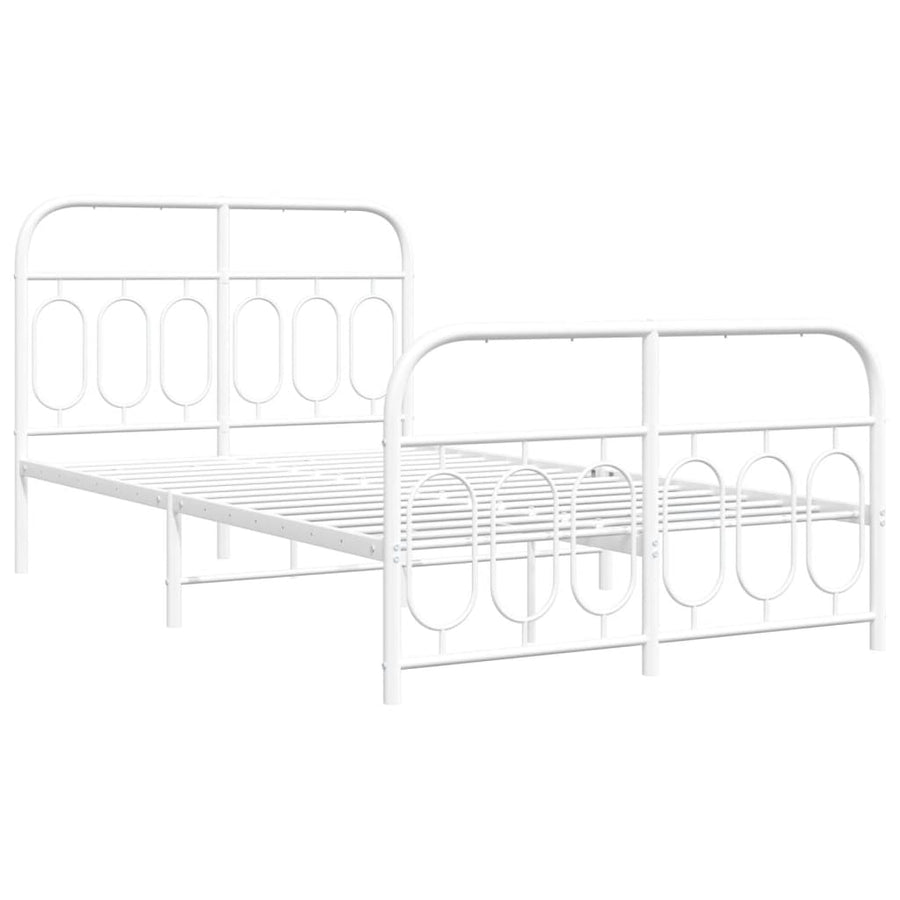 Bedframe met hoofd- en voeteneinde metaal wit 120 x 190 cm