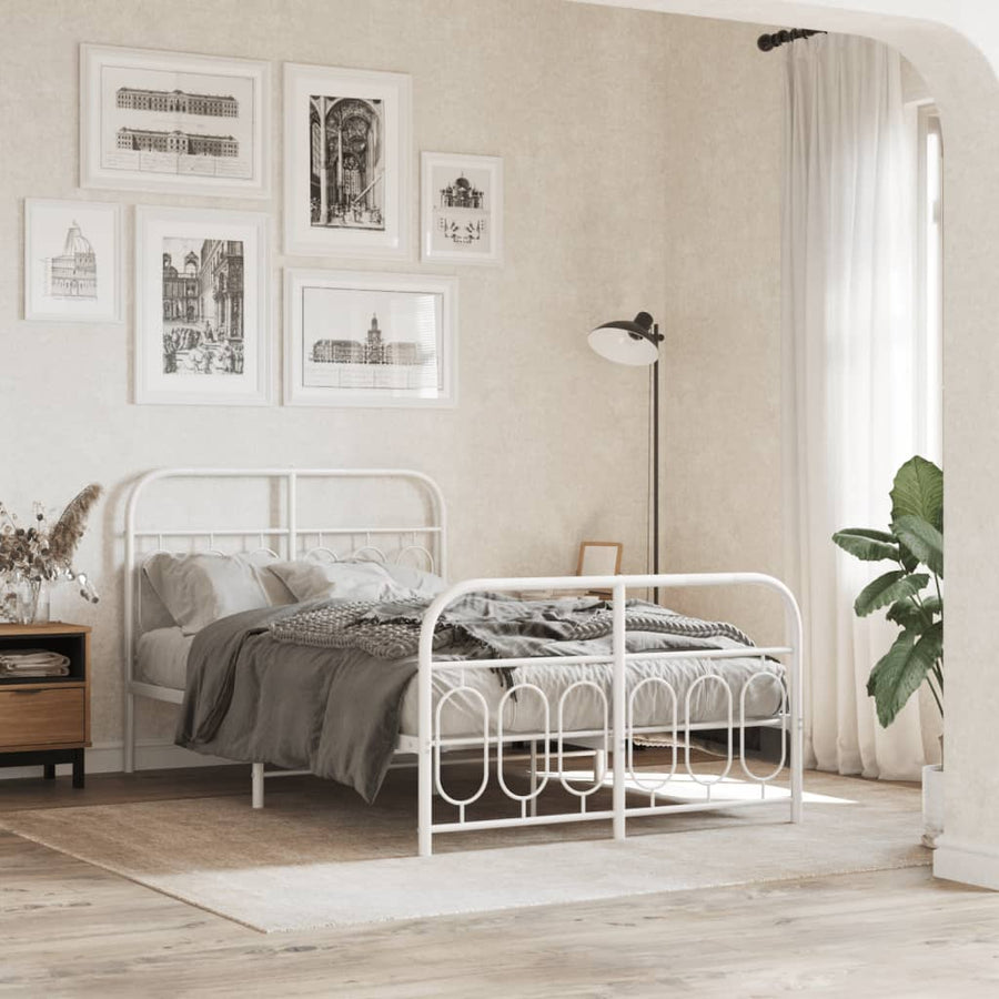 Bedframe met hoofd- en voeteneinde metaal wit 120 x 190 cm