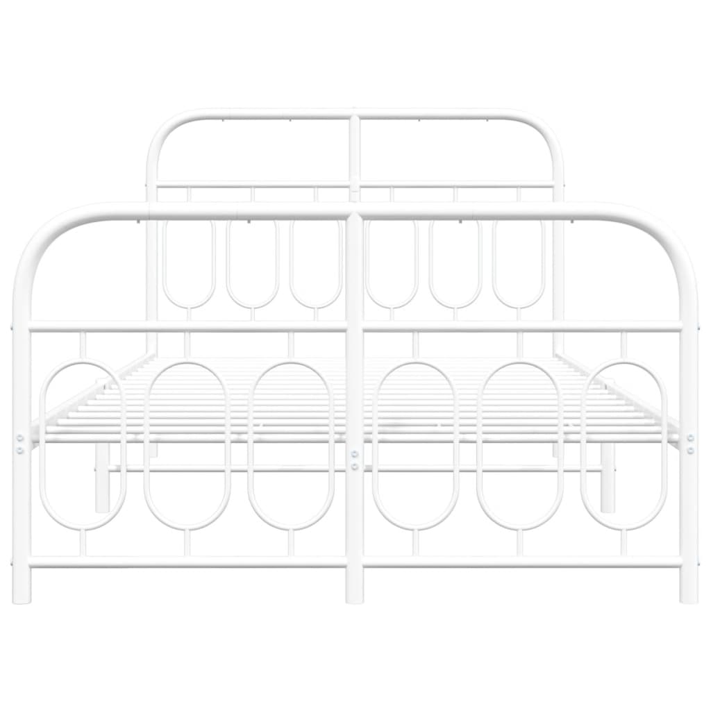 Bedframe met hoofd- en voeteneinde metaal wit 120 x 190 cm