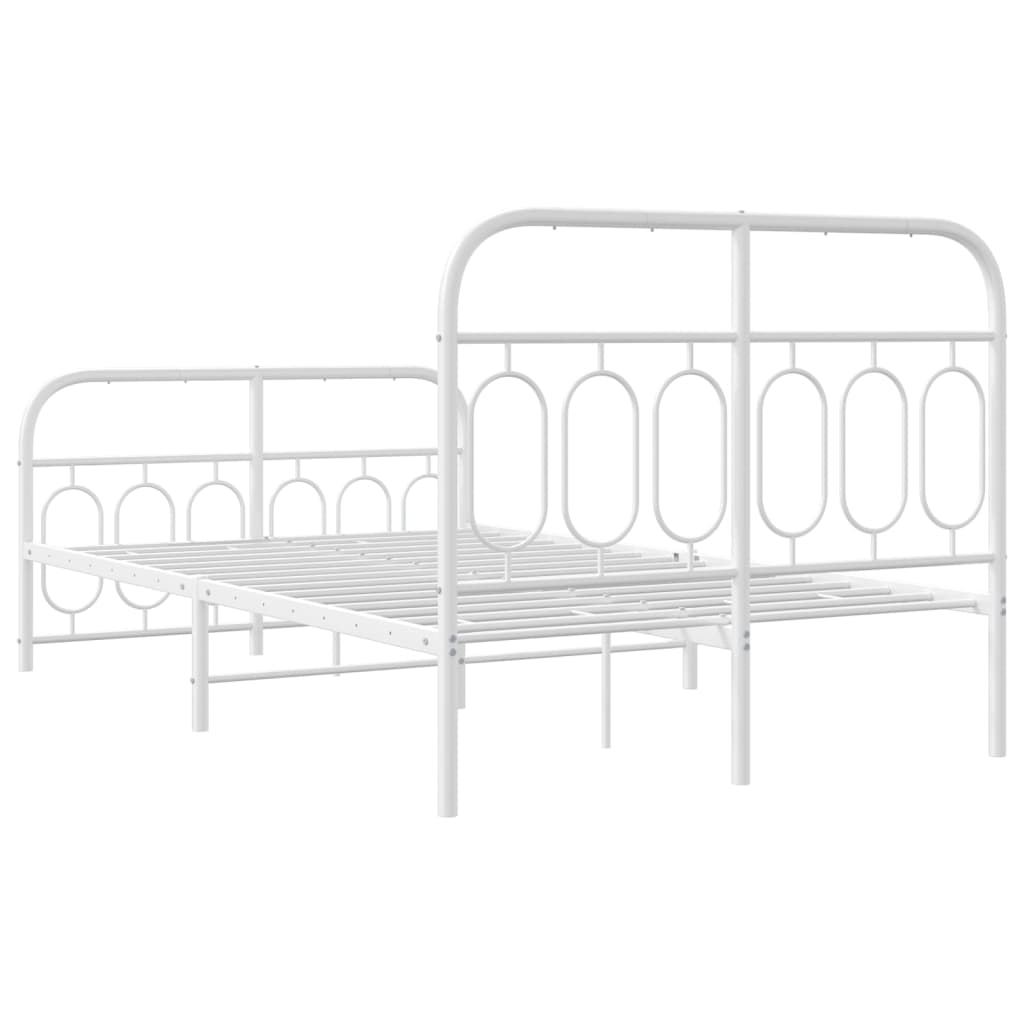 Bedframe met hoofd- en voeteneinde metaal wit 120 x 190 cm
