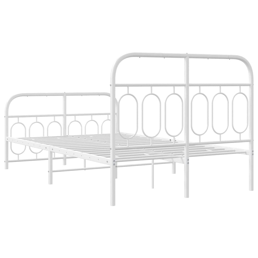 Bedframe met hoofd- en voeteneinde metaal wit 120 x 190 cm