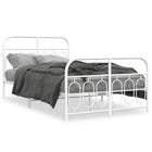 Metal white bed frame with headboard and footboard 120 x 190 cm