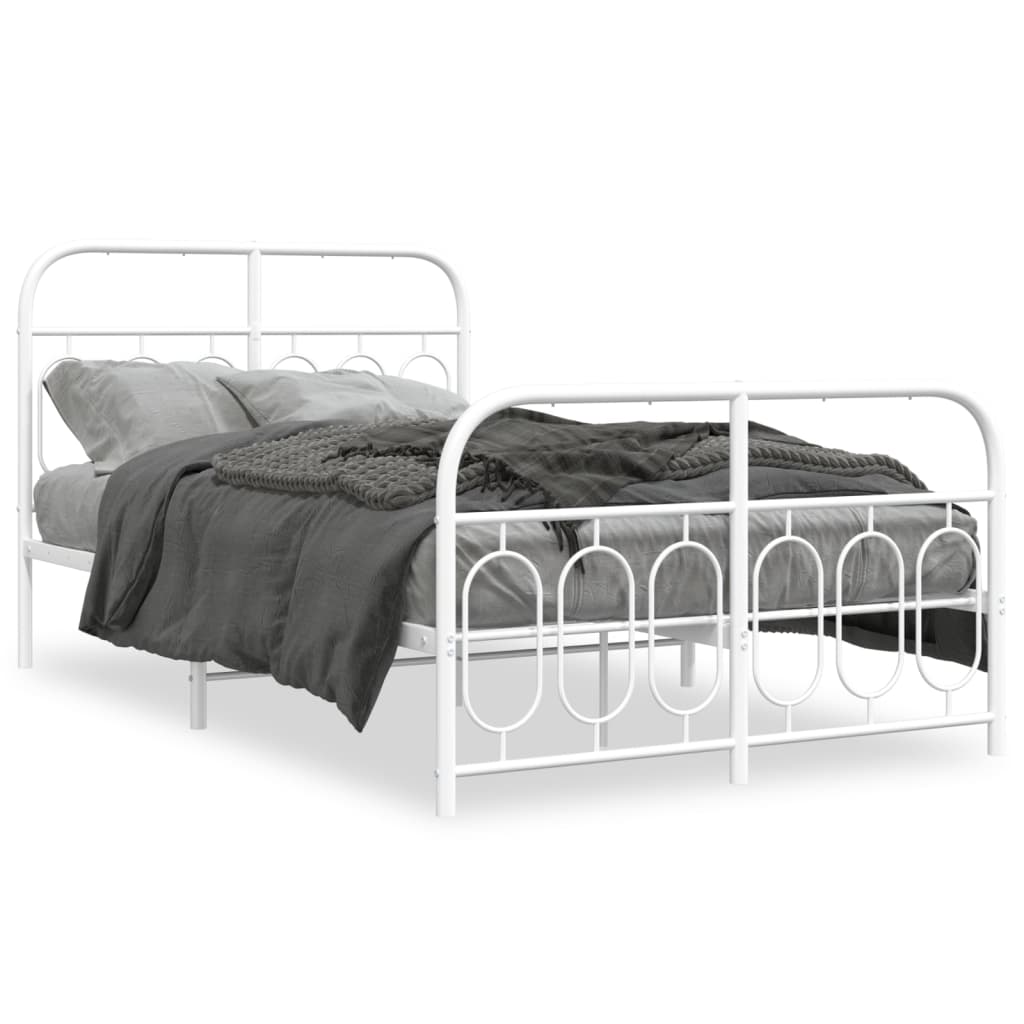 Bedframe met hoofd- en voeteneinde metaal wit 120 x 190 cm