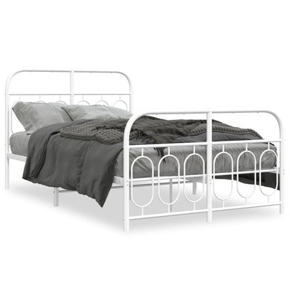 Bedframe met hoofd- en voeteneinde metaal wit 120 x 190 cm