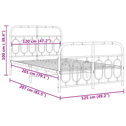 Bedframe met hoofd- en voeteneinde metaal wit 120x200 cm