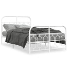 Bed frame with headboard and footboard white metal 120x200 cm