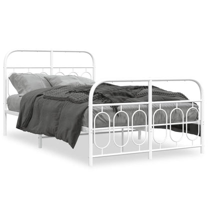 Bedframe met hoofd- en voeteneinde metaal wit 120x200 cm
