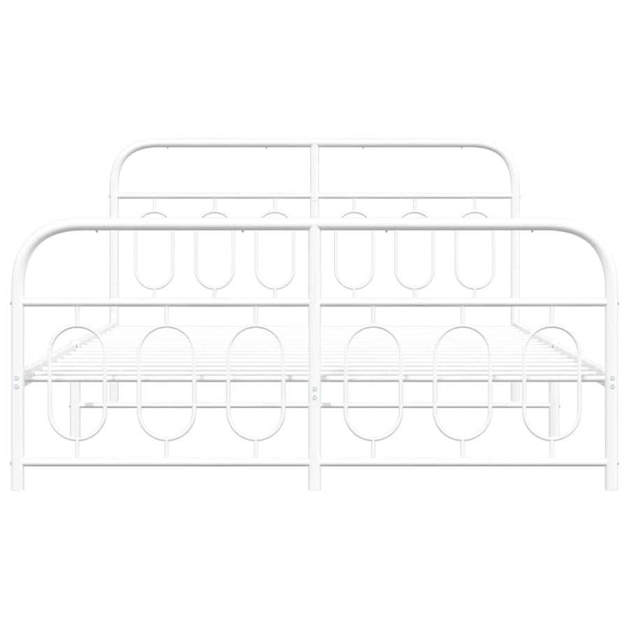 Bedframe met hoofd- en voeteneinde metaal wit 135x190 cm
