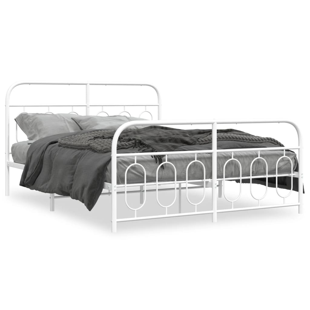 Bedframe met hoofd- en voeteneinde metaal wit 135x190 cm