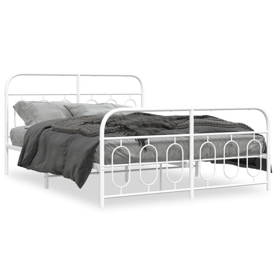 Bedframe met hoofd- en voeteneinde metaal wit 135x190 cm